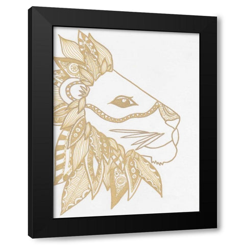 Lion Gold Black Modern Wood Framed Art Print by Varacek, Pam