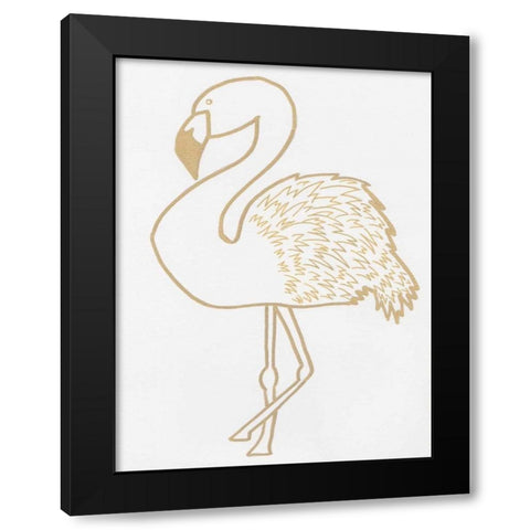 Golden Flamingo Black Modern Wood Framed Art Print by Varacek, Pam