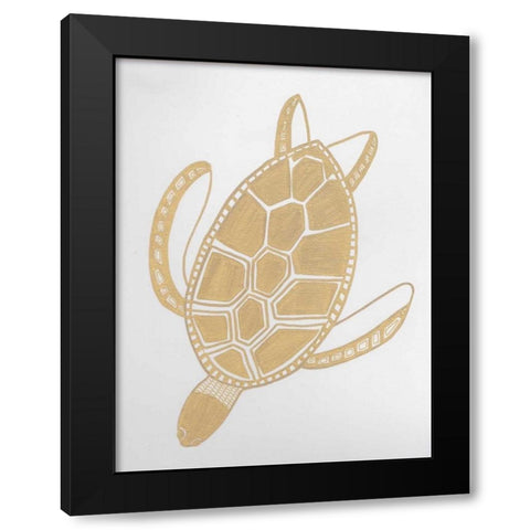 Golden Sea Turtle Black Modern Wood Framed Art Print by Varacek, Pam