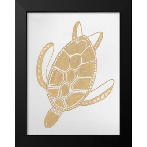 Golden Sea Turtle Black Modern Wood Framed Art Print by Varacek, Pam
