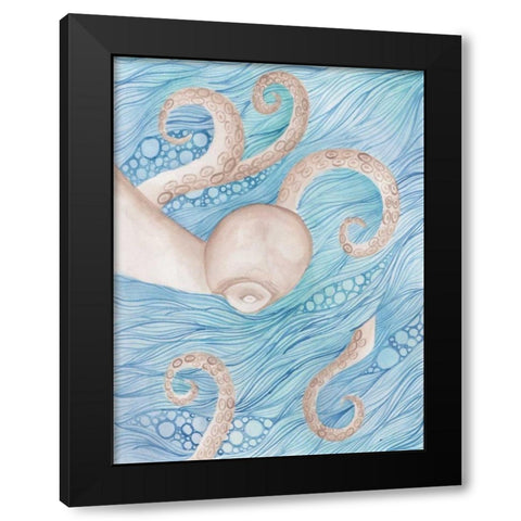 Sea Of Octopus Black Modern Wood Framed Art Print by Varacek, Pam