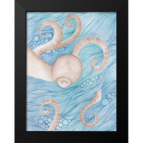 Sea Of Octopus Black Modern Wood Framed Art Print by Varacek, Pam