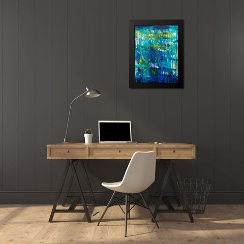 Water Abstraction Black Modern Wood Framed Art Print by Varacek, Pam