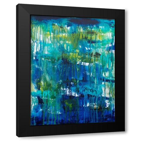 Water Abstraction Black Modern Wood Framed Art Print by Varacek, Pam