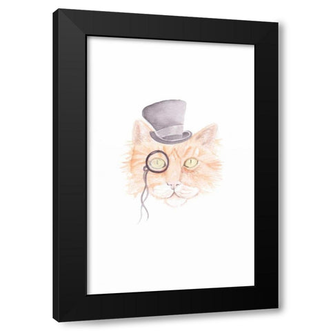 Monacle Meow Black Modern Wood Framed Art Print with Double Matting by Varacek, Pam