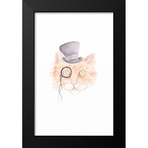 Monacle Meow Black Modern Wood Framed Art Print by Varacek, Pam