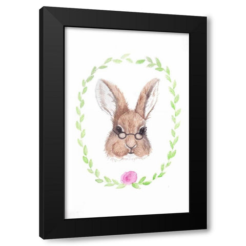 Bespectacled Bunny Black Modern Wood Framed Art Print by Varacek, Pam