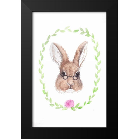 Bespectacled Bunny Black Modern Wood Framed Art Print by Varacek, Pam