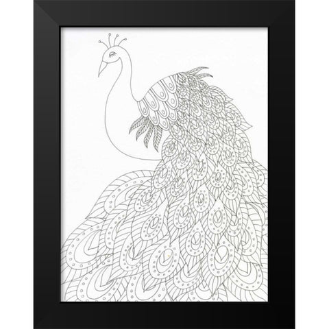 Peacock Queen Black Modern Wood Framed Art Print by Varacek, Pam