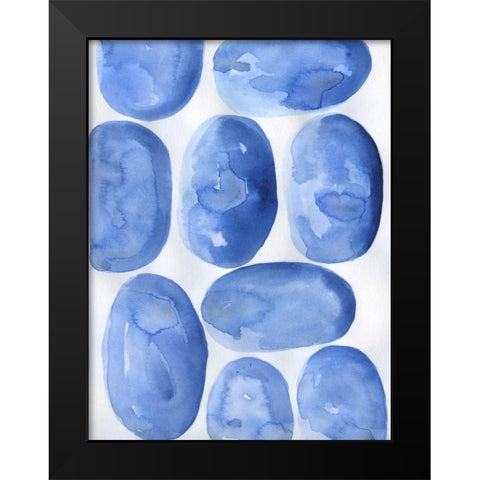 Indigo Stones Black Modern Wood Framed Art Print by Varacek, Pam