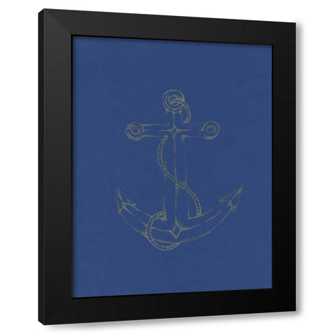 Glowing Indigo Anchor Black Modern Wood Framed Art Print with Double Matting by Varacek, Pam