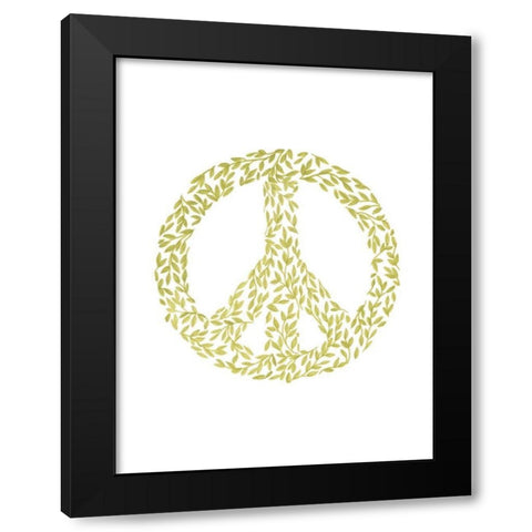 Peace Flourish Black Modern Wood Framed Art Print by Varacek, Pam