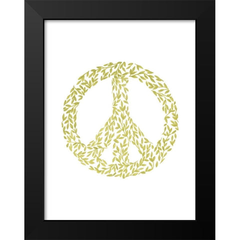Peace Flourish Black Modern Wood Framed Art Print by Varacek, Pam