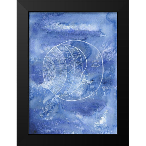 Hugged By The Moon Black Modern Wood Framed Art Print by Varacek, Pam