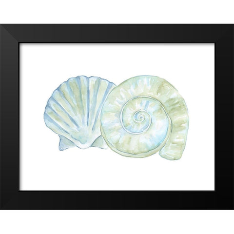 Hugging Shells Black Modern Wood Framed Art Print by Varacek, Pam