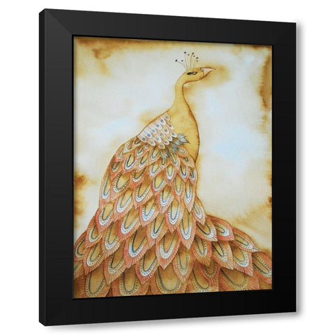 Natural Peacock Black Modern Wood Framed Art Print with Double Matting by Varacek, Pam