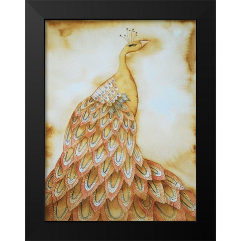 Natural Peacock Black Modern Wood Framed Art Print by Varacek, Pam