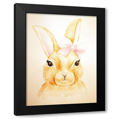 Cute Bunny Black Modern Wood Framed Art Print with Double Matting by Varacek, Pam