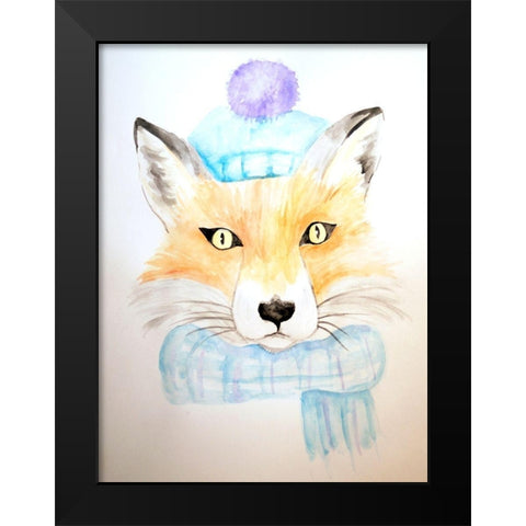 Winter Fox Black Modern Wood Framed Art Print by Varacek, Pam