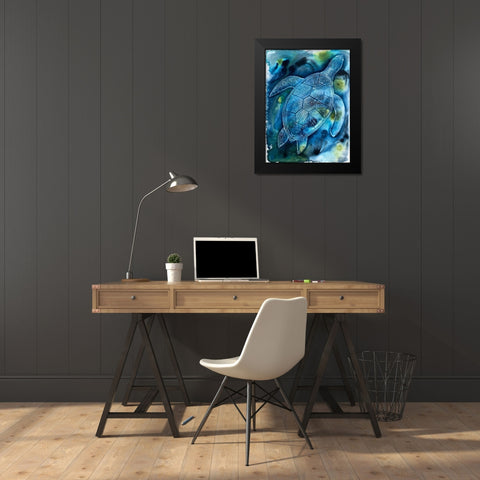 Vibrant Turtle 1 Black Modern Wood Framed Art Print by Varacek, Pam