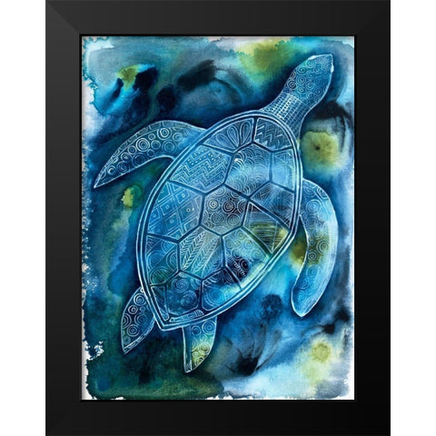 Vibrant Turtle 1 Black Modern Wood Framed Art Print by Varacek, Pam