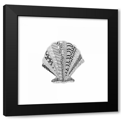Decorated Scallop Black Modern Wood Framed Art Print with Double Matting by Varacek, Pam