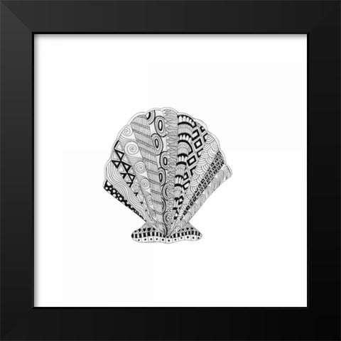 Decorated Scallop Black Modern Wood Framed Art Print by Varacek, Pam