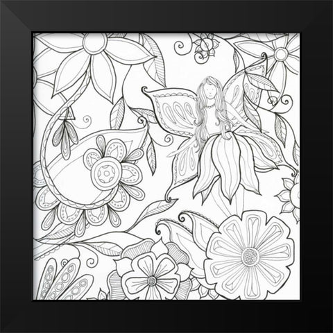 Floral and Fairy Black Modern Wood Framed Art Print by Varacek, Pam