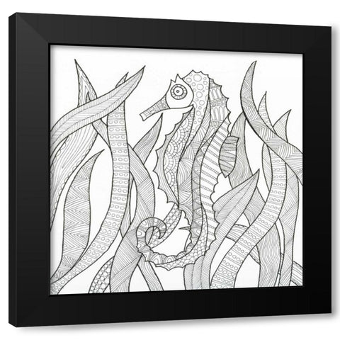 Hiding Seahorse Black Modern Wood Framed Art Print with Double Matting by Varacek, Pam