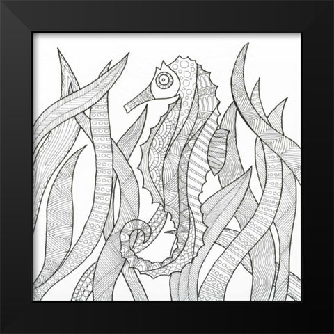 Hiding Seahorse Black Modern Wood Framed Art Print by Varacek, Pam