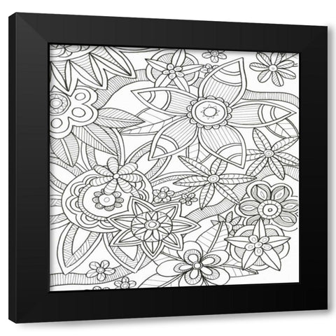 Intricate Flowers Black Modern Wood Framed Art Print with Double Matting by Varacek, Pam