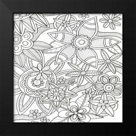 Intricate Flowers Black Modern Wood Framed Art Print by Varacek, Pam