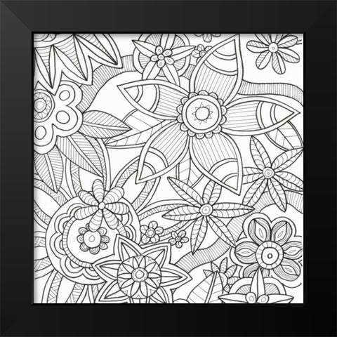 Intricate Flowers Black Modern Wood Framed Art Print by Varacek, Pam