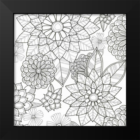 Intricate Flowers 2 Black Modern Wood Framed Art Print by Varacek, Pam