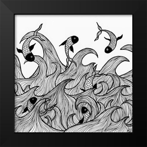 Wild Waters Black Modern Wood Framed Art Print by Varacek, Pam