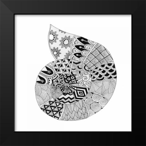 BW Decorated Nautilus Black Modern Wood Framed Art Print by Varacek, Pam