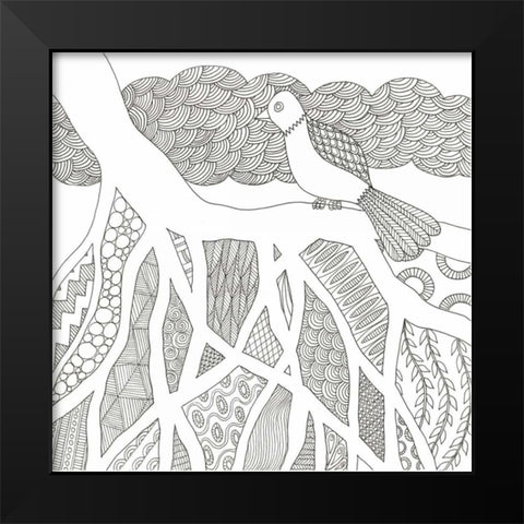 Feathers In The Storm Black Modern Wood Framed Art Print by Varacek, Pam