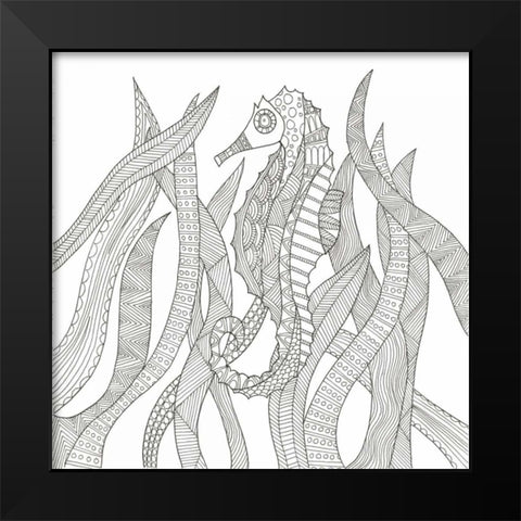 Seahorse In The Forest Black Modern Wood Framed Art Print by Varacek, Pam