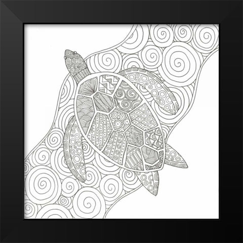 Wave Riding Turtle Black Modern Wood Framed Art Print by Varacek, Pam