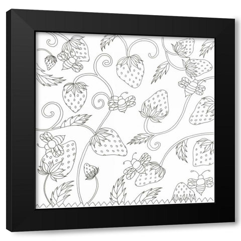 Strawberry Field Black Modern Wood Framed Art Print with Double Matting by Varacek, Pam
