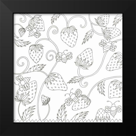 Strawberry Field Black Modern Wood Framed Art Print by Varacek, Pam