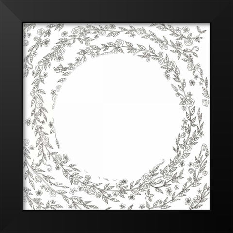 Swirling Vines Boarder Black Modern Wood Framed Art Print by Varacek, Pam