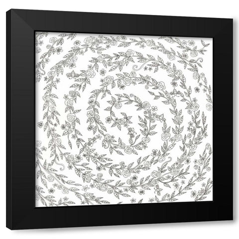 Swirling Vines Black Modern Wood Framed Art Print with Double Matting by Varacek, Pam