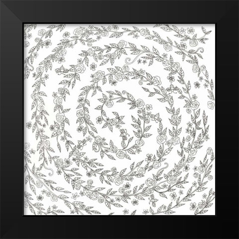 Swirling Vines Black Modern Wood Framed Art Print by Varacek, Pam