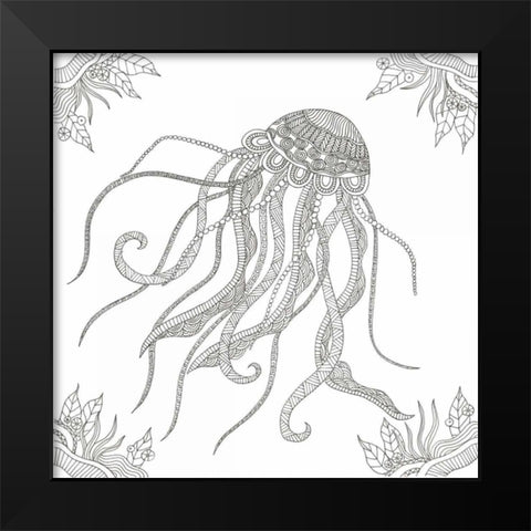 Creatures From The Deep Black Modern Wood Framed Art Print by Varacek, Pam
