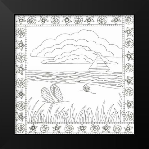 Summer Time Boat Black Modern Wood Framed Art Print by Varacek, Pam