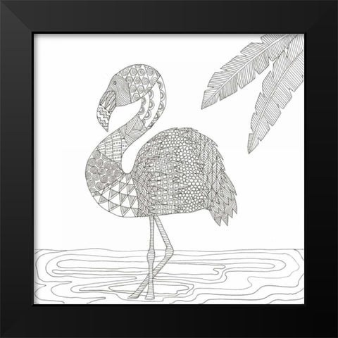 Lost Flamingo Black Modern Wood Framed Art Print by Varacek, Pam