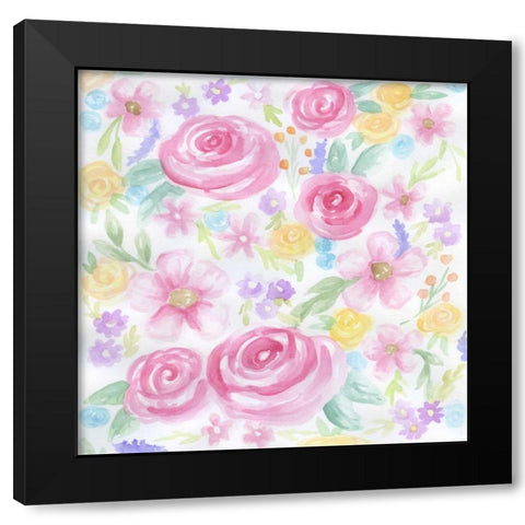 Stream Of Roses Black Modern Wood Framed Art Print with Double Matting by Varacek, Pam