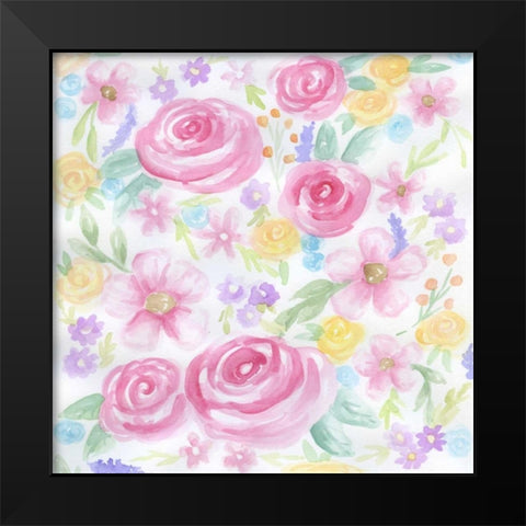 Stream Of Roses Black Modern Wood Framed Art Print by Varacek, Pam