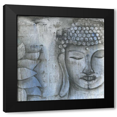 Stone Buddha Black Modern Wood Framed Art Print with Double Matting by Varacek, Pamela